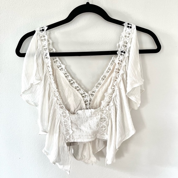 NWT Lulus Saturday Lace Crop Top, White, Small - Picture 2 of 5